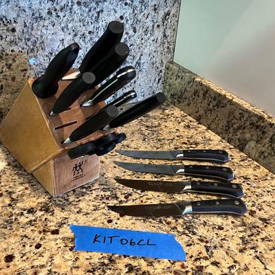J.A. Henckels Wood Knife Block & Extra Knives