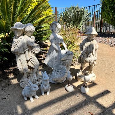 Garden Statues & Bunny Yard Ornaments Lot