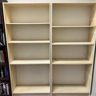 Pair of Natural Wood Bookshelves – Adjustable Shelves