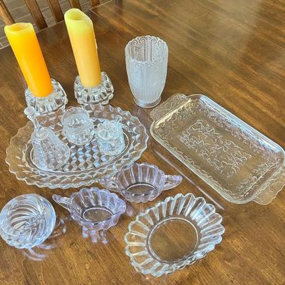 Vintage Cut Glass & Pressed Crystal Serving Pieces Lot