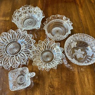 Cut Glass Bowls & Plates Collection – Vintage Crystal Lot - Set Of 6