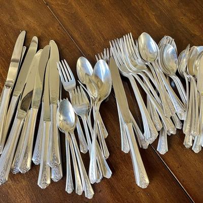 International Sterling Stamped Silver Cutlery Large Set of Silverplate Flatware 