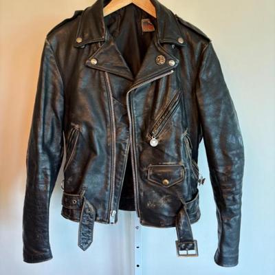 Classic Black Leather Moto Jacket - Broken In & Cool + Gloves