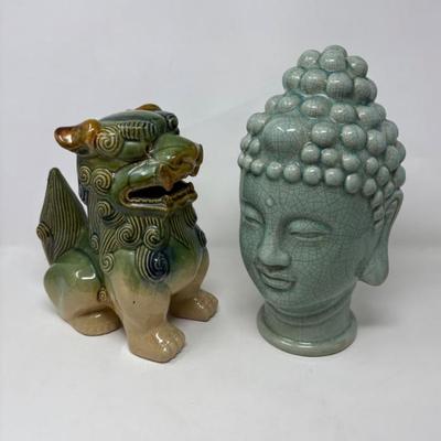 Ceramic Decorative Figures - Foo Dog & Buddha