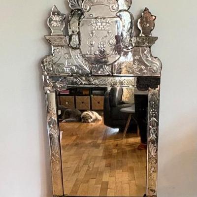 Large Antique Venetian Glass Mirror - Purchased in Paris