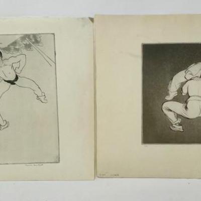 Thomas Scofield Handforth "Spar" and "Clinch" - 1934 Etchings