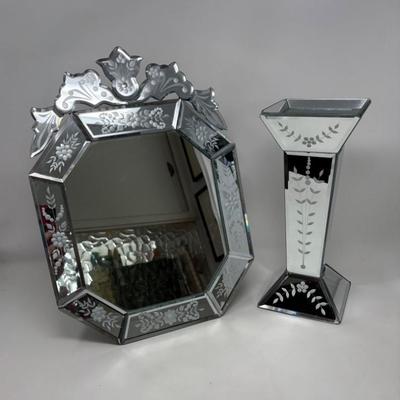 Venetian Style Modern Mirror & Candle Plinth