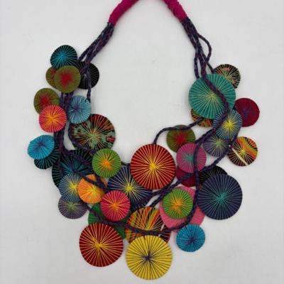 Bright Multi-colored Statement Necklace- Artist Made