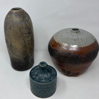 Studio Pottery Vase Trio