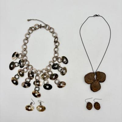 Unusual Pair of Necklaces - Lichen & Wood + Metal