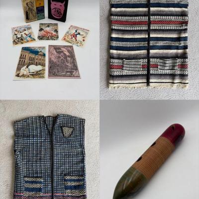 Vintage Mexican 1950s Serapes, Guiro, & Classic Art