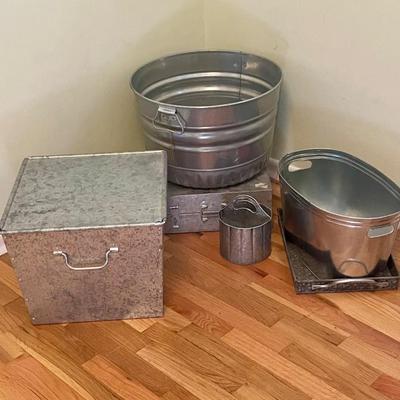 6 Galvanized Steel Containers for Storage