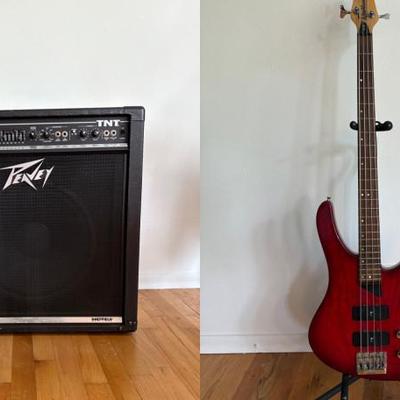 Washburn Bass Guitar & Peavey Amp/Guitar Stand