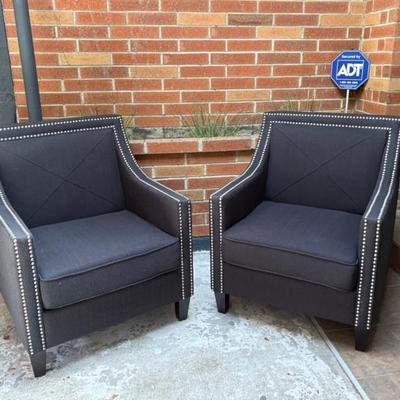 Black Upholstered Club Chair Pair	2 fully upholstered 