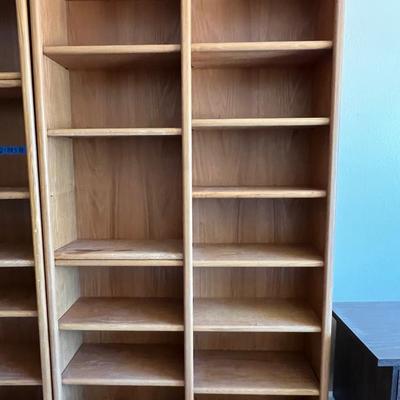 Tall Double Wood Bookshelf with Adjustable Shelves