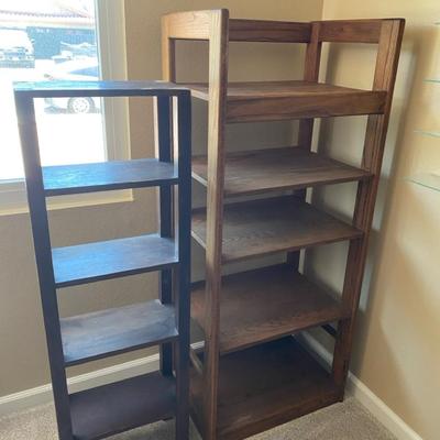 Pair of Modern Wood Display Shelves – 4 and 5 Tiers