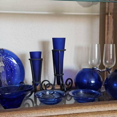 Cobalt Blue Art Glass Collection – Plates, Vases & Candle Holders