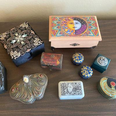 Mystical Trinket Box & Keepsake Lot – Moon & Sun, Mandala, & More