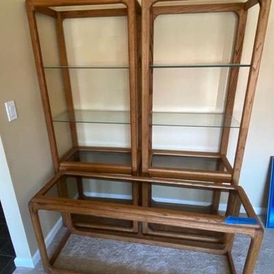 Mid-Century Modern Glass & Wood Display Shelves