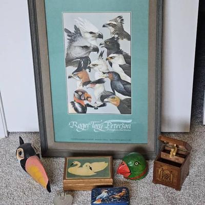 Roger Tory Peterson Bird Art Lot with Carvings & Boxes