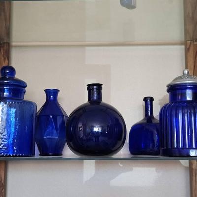 Vintage Cobalt Blue Apothecary Bottles & Jars Collection