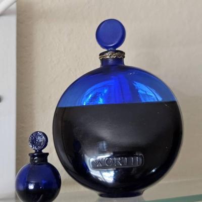 Dans la Nuit" Worth Cobalt Blue Perfume Bottles – Vintage Art Deco Pair
