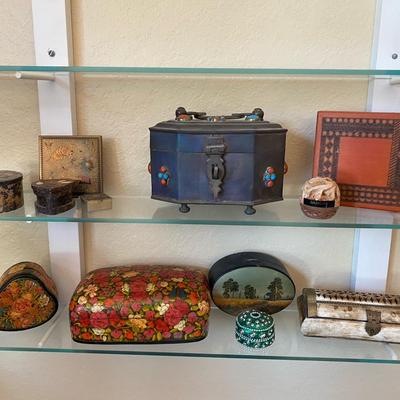 Global Artisan Boxes, Carved & Painted Trinket Lot