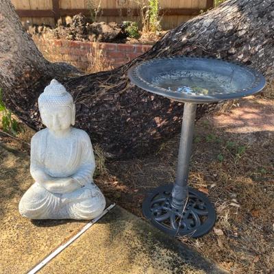 Buddha Yard Statue & Bird Bath