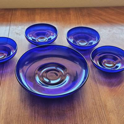 Cobalt Blue Glass Bowl Set – Serving & Dessert Bowls