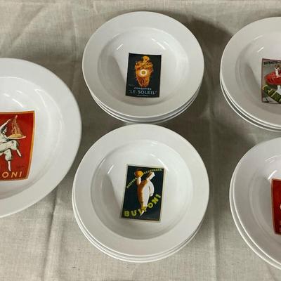 Pottery Barn Vintage Pasta Serving Bowl & 12 Bowls
