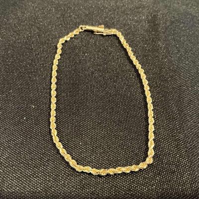 14kt 7.5” Gold Rope Bracelet 3g 