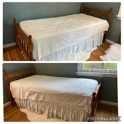 Vintage Maple Finish Twin Bedframes (2)