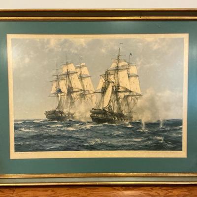 Montague Dawson "The Action Between Java and Constitution December 1812" Framed Print