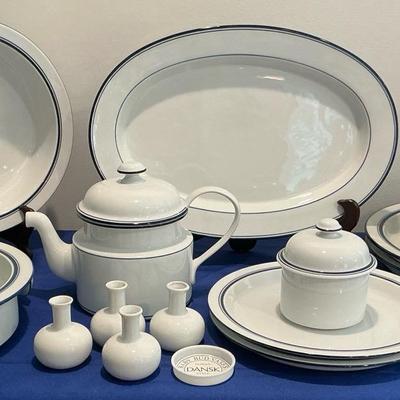Dansk Blue And White Stripe China Pieces Mainly Serving 