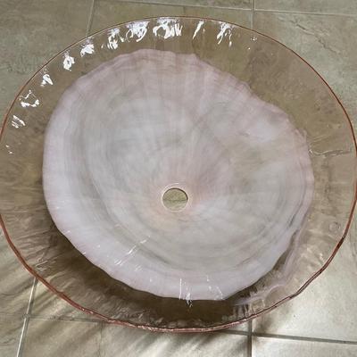 Iamurrina Pink Glass Vanity Sink 7"h x 20.25"diameter
