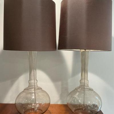 Blown Glass 34” Table Lamps Set Of Two