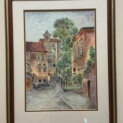 Prochazka Street Scene Watercolor 15"w x 19.25"h
