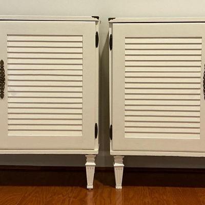 White Painted Vintage Wood Cabinets Set of 2