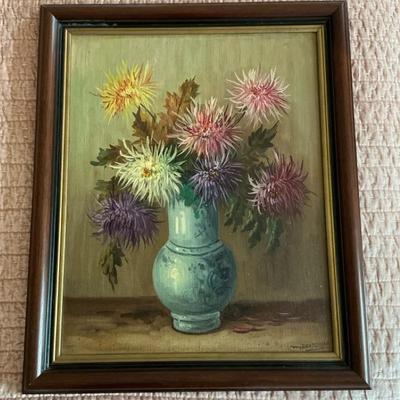 M Lanturnan Still Life Flowers in Vase Painting