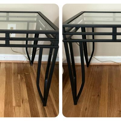 Black Metal Glass Top Nightstands or End Tables