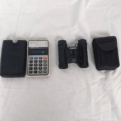Vintage Casio Biolator Working with Case & Carson Field Binoculars Clear Lenses with Case