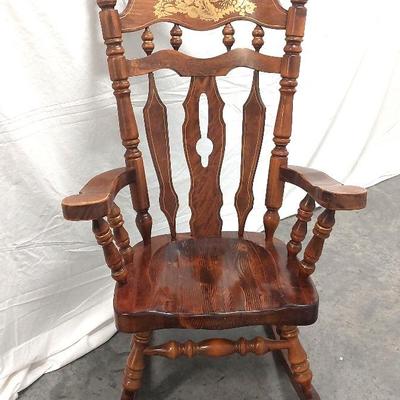 Large Heavy Wood Rocking Painted Head Rest 46" Tall 17" Seat 32" Wide 19" Deep