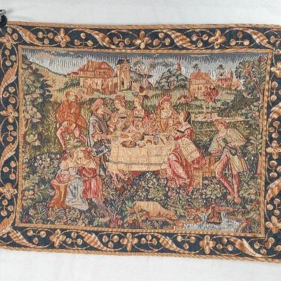 Medieval Inspired Wall Hanging Tapestry Clothed Backed 30.5"×24" 