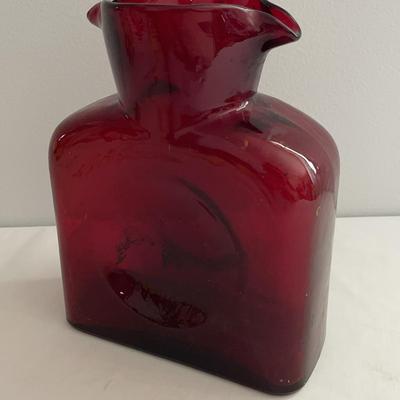 Red Blenko Glass Pitcher