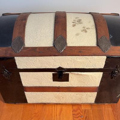Vintage Black & White Wooden Trunk