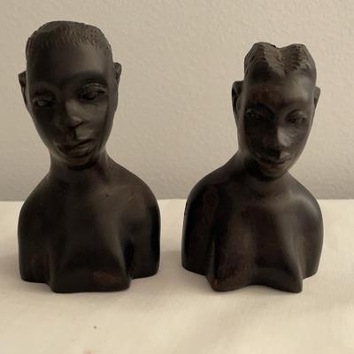Small Wooden African Busts Circa 1950's