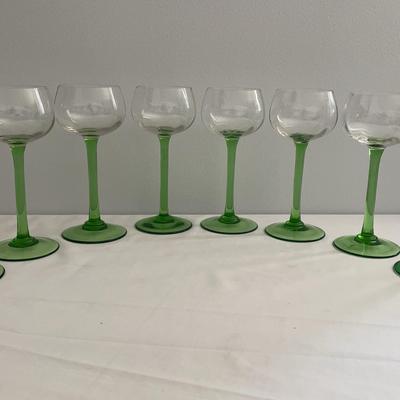 Mid Century Green Stemware (8)