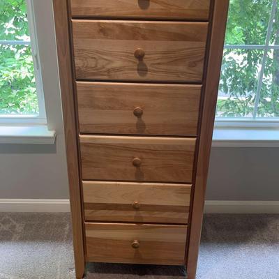 Six Drawer Blonde Wood Chest 