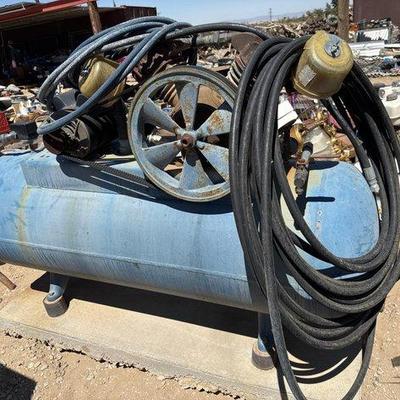 Sale Photo Thumbnail #270: #2247 • Air Compressor with GE Motors AC Motor on Cement Block
