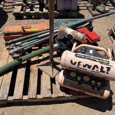 Sale Photo Thumbnail #346: #2458 • Dewalt Air Compressor, Pipe Benders, Homelite Centrifugal Pump
